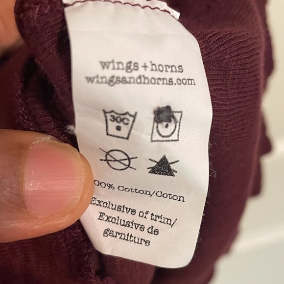 Wings + Horns Short Sleeve Burgundy Henley Large-XL - Picture 5 of 6
